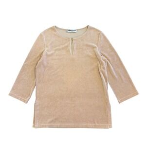 Vintage Sonia Rykiel Y2K Velour Top Women L Tan Loungewear Made France Designer
